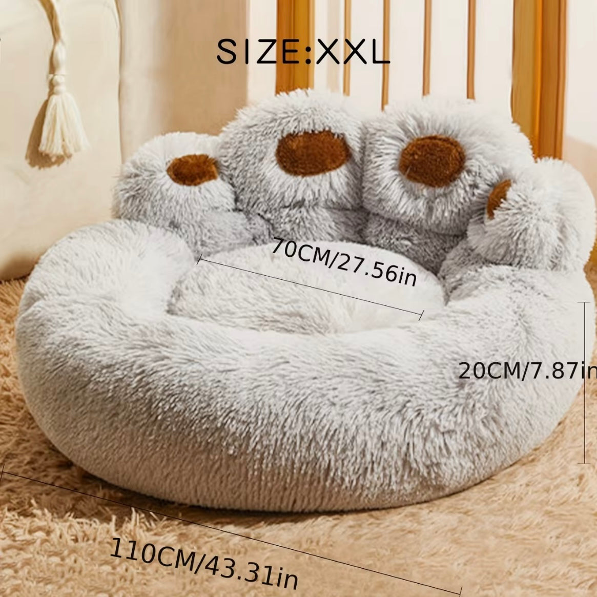 Plush Paw-Shaped Pet Bed – Soft & Cozy Haven for Your Furry Friend